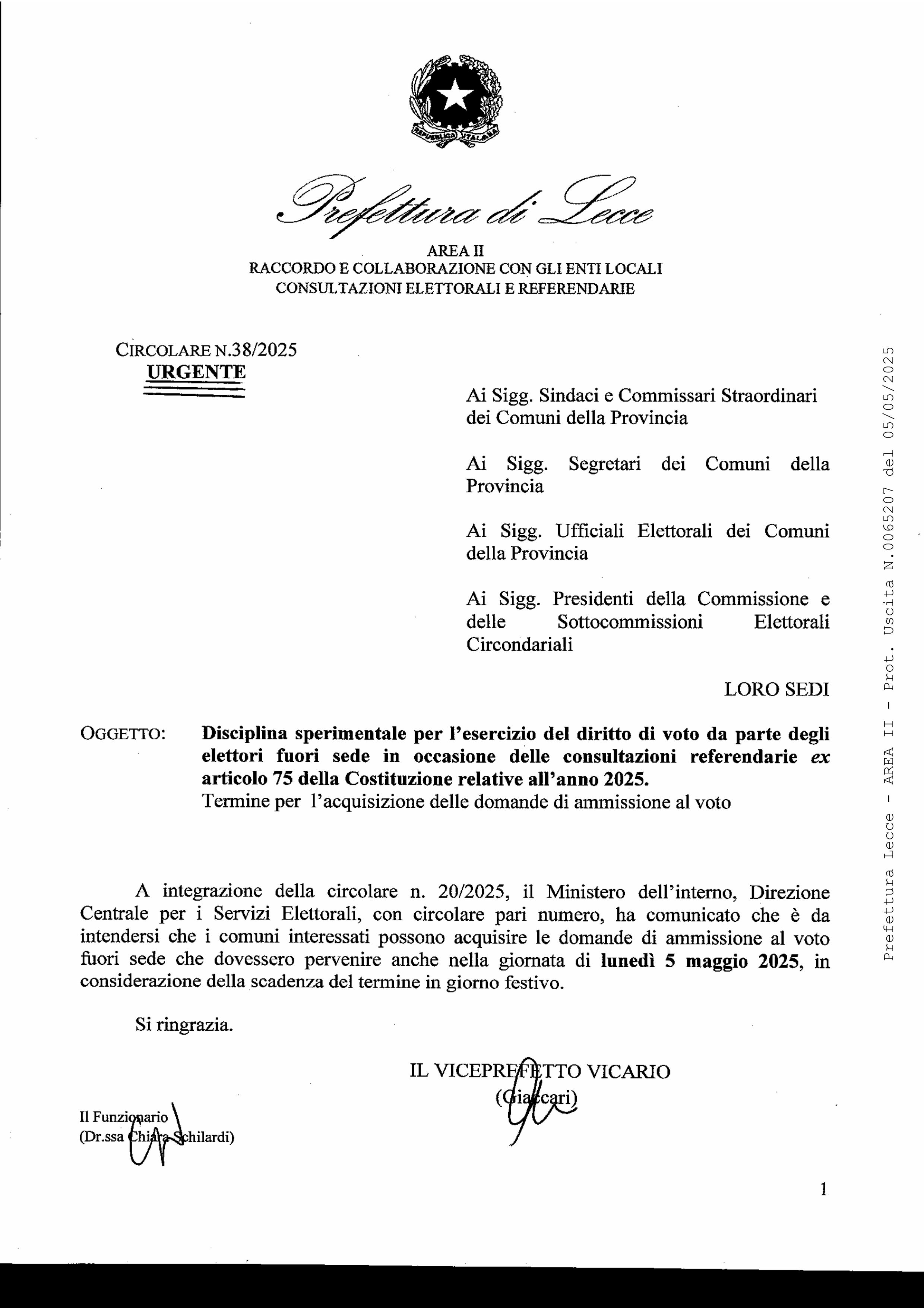 CIRCOLARE N.38/2025